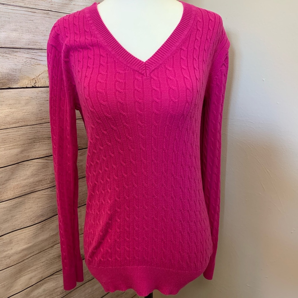 TOMMY HILFIGURE | Pink Knitted V-Neck Sweater